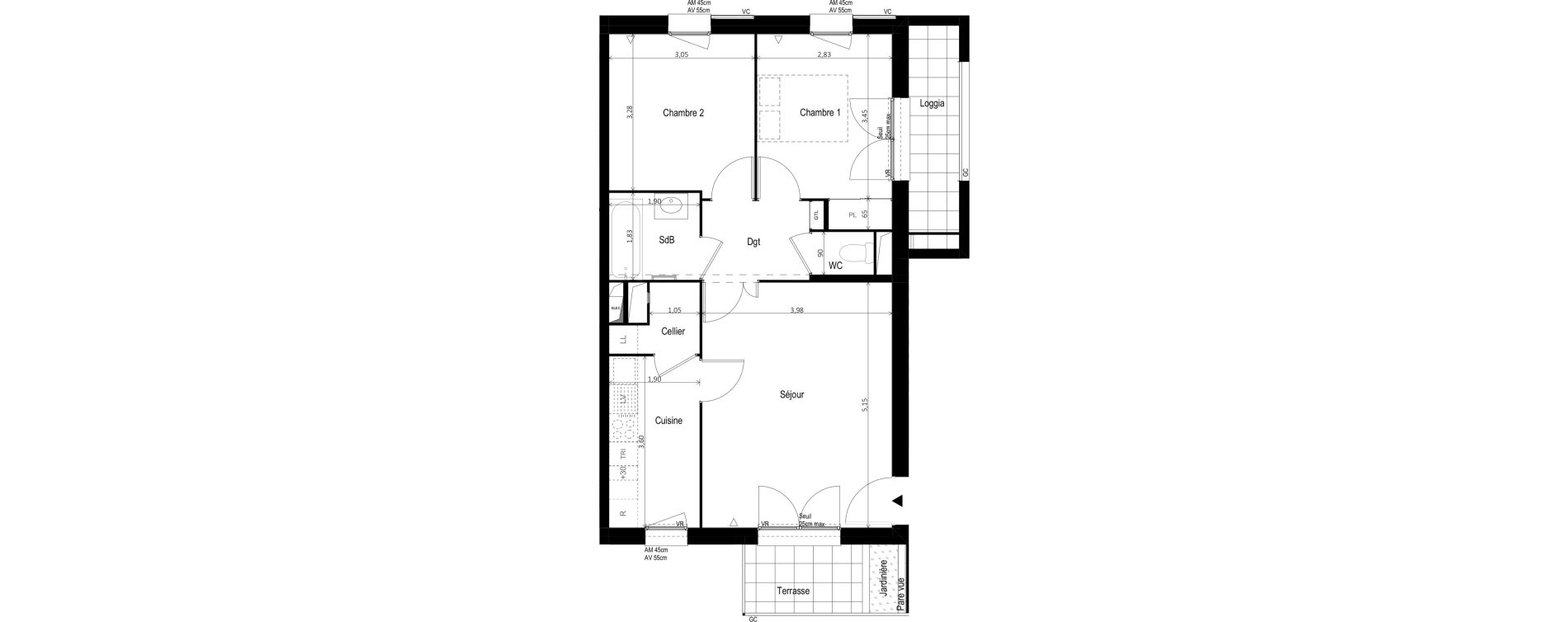 Appartement T3 de 58,70 m2 &agrave; Vitry-Sur-Seine Les ardoines