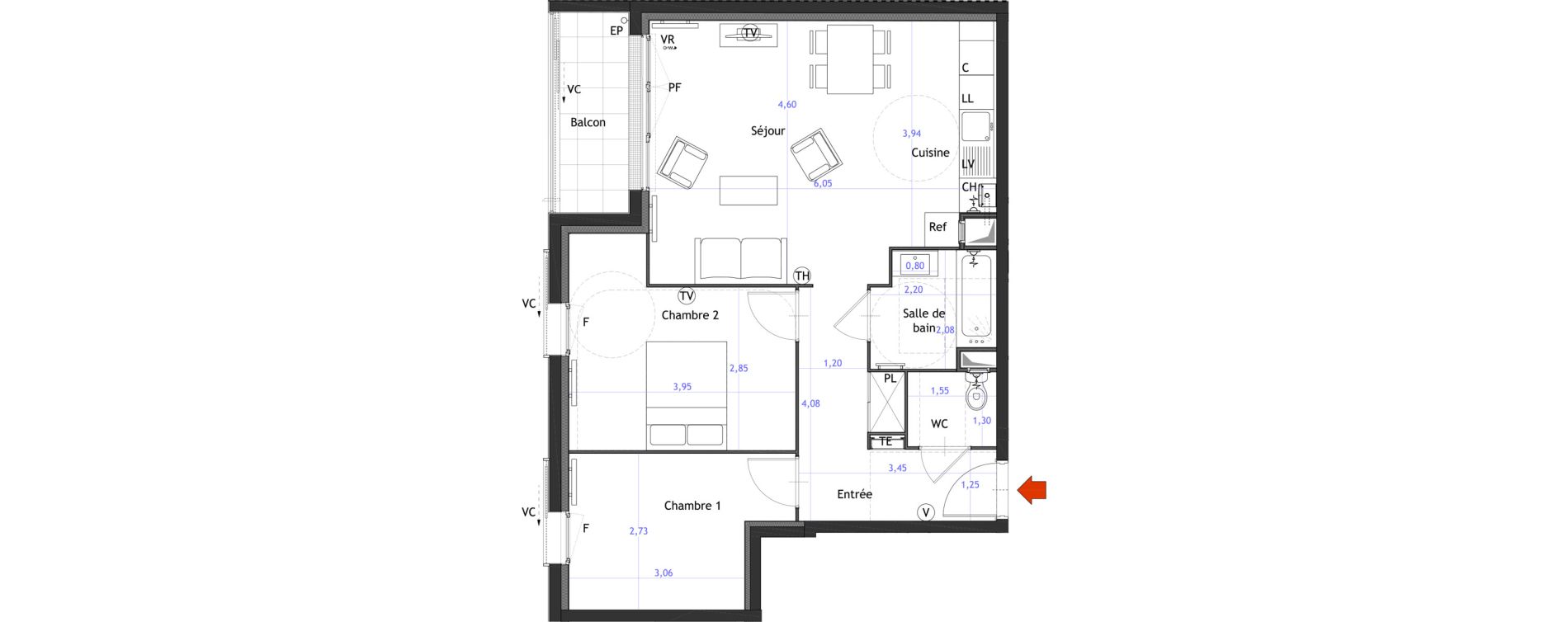 Appartement T3 de 62,57 m2 &agrave; Vitry-Sur-Seine Gare - jean-jaur&egrave;s