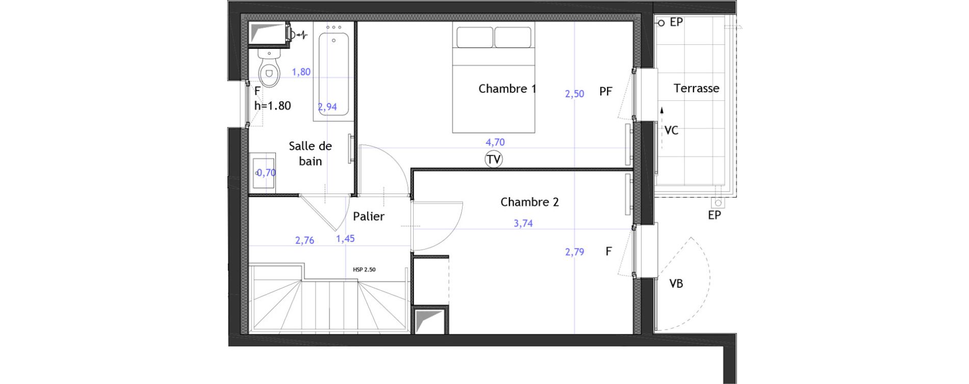 Duplex T3 de 66,11 m2 &agrave; Vitry-Sur-Seine Gare - jean-jaur&egrave;s