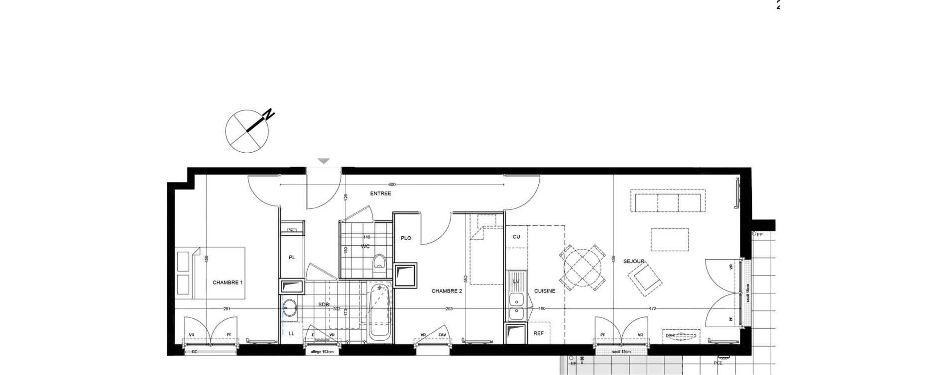 Appartement T3 de 67,60 m2 &agrave; Andilly Centre
