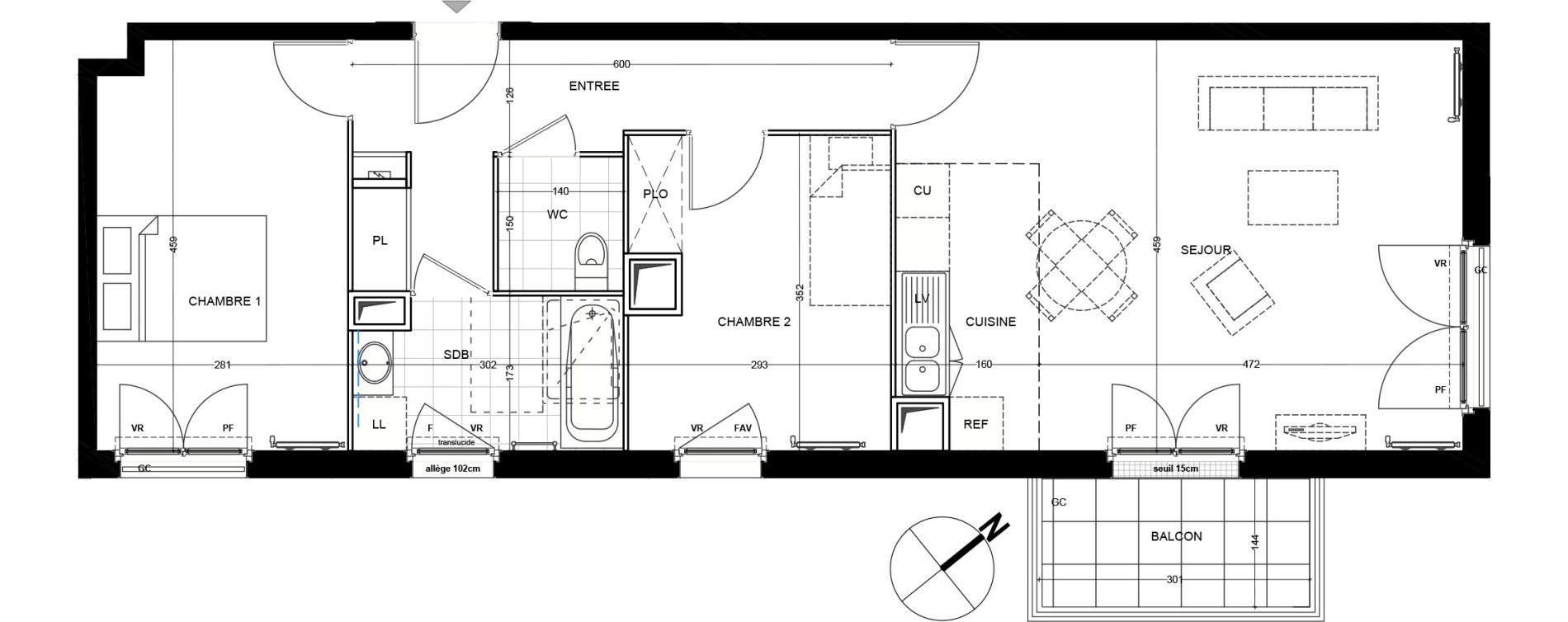 Appartement T3 de 67,60 m2 &agrave; Andilly Centre