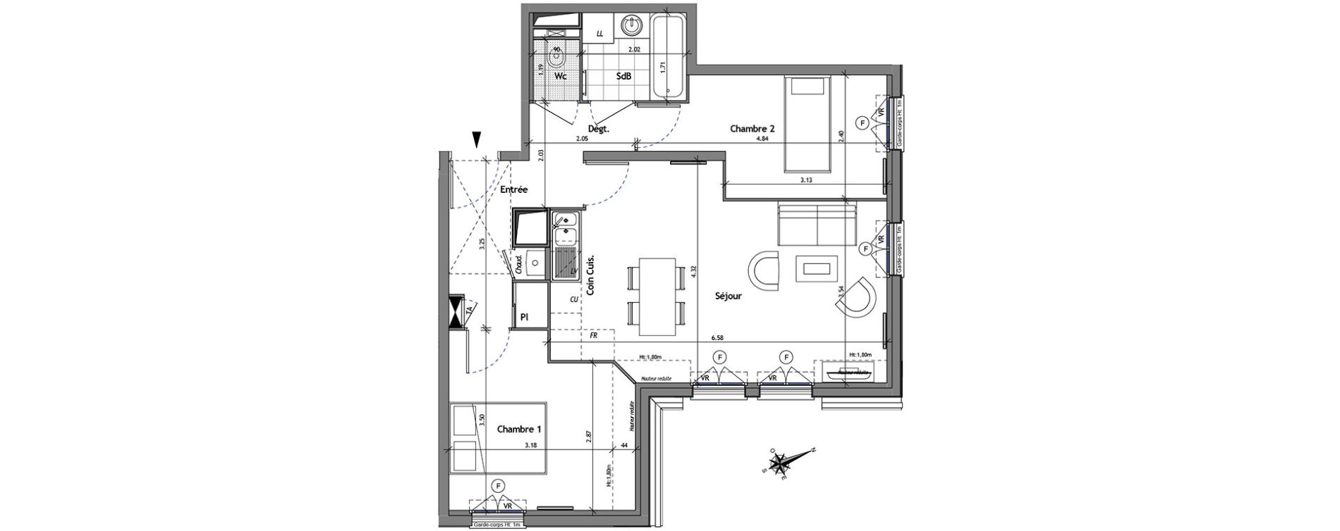 Appartement T3 de 55,71 m2 &agrave; Andilly Centre
