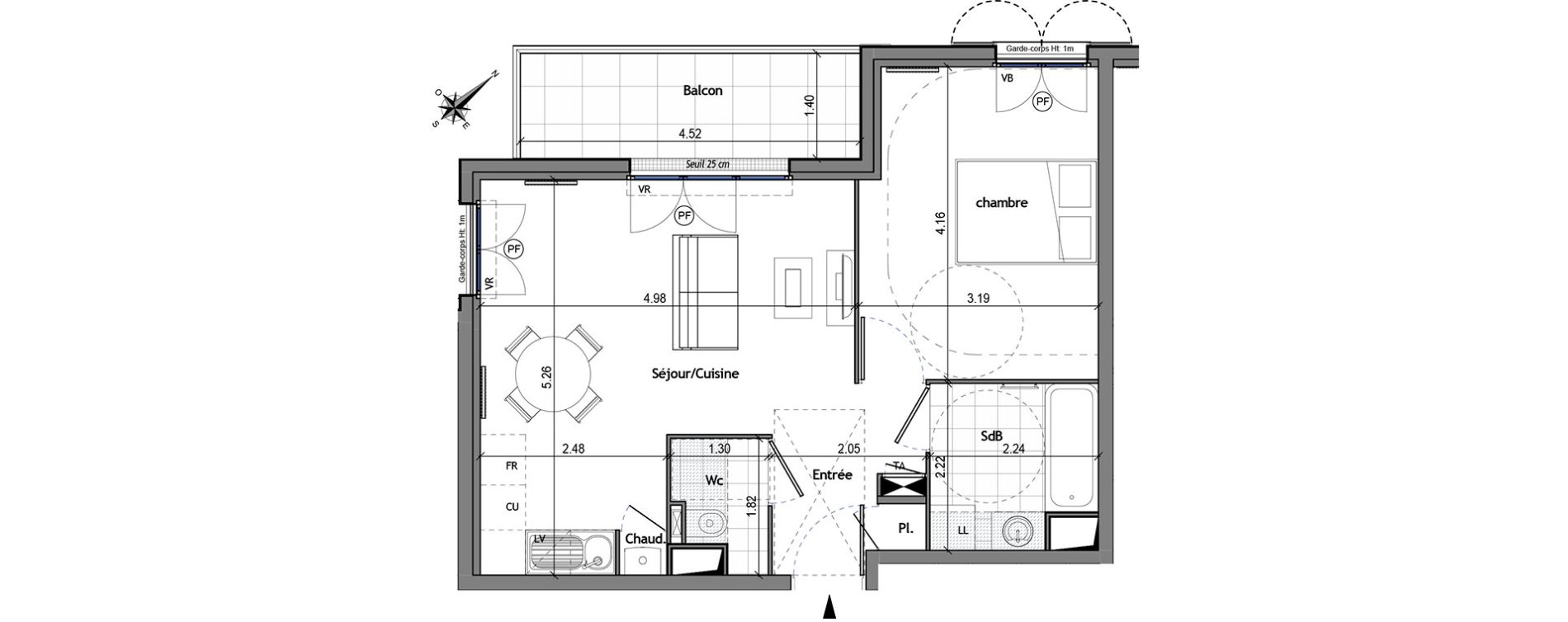 Appartement T2 de 44,80 m2 &agrave; Andilly Centre