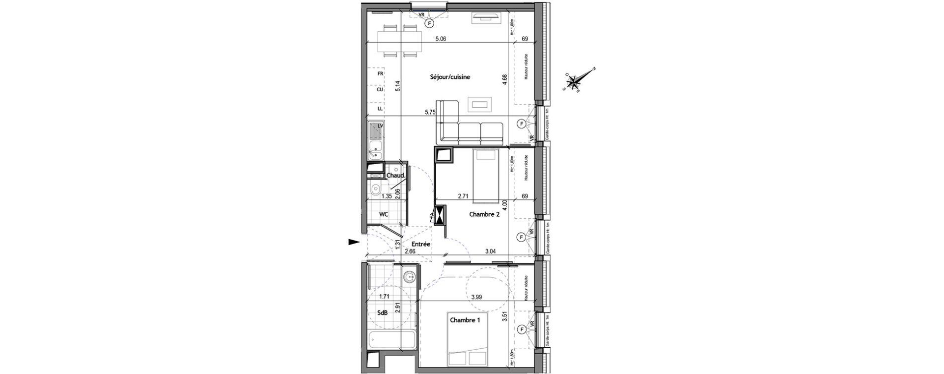 Appartement T3 de 61,44 m2 &agrave; Andilly Centre