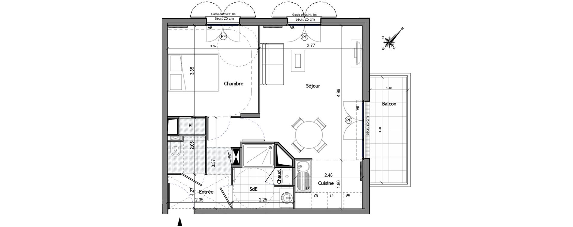 Appartement T2 de 46,28 m2 &agrave; Andilly Centre