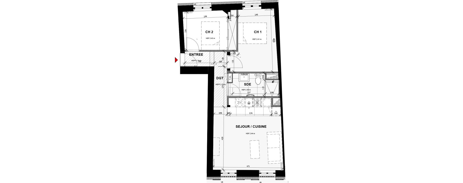 Appartement T3 de 53,84 m2 &agrave; Argenteuil Basilique