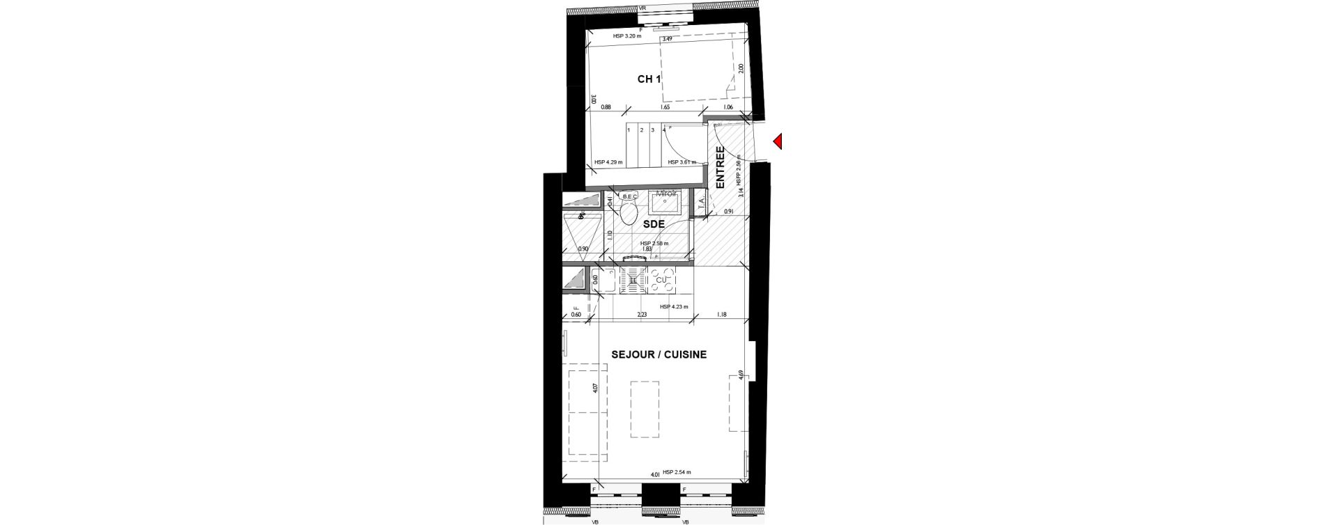 Appartement T2 de 31,39 m2 &agrave; Argenteuil Basilique