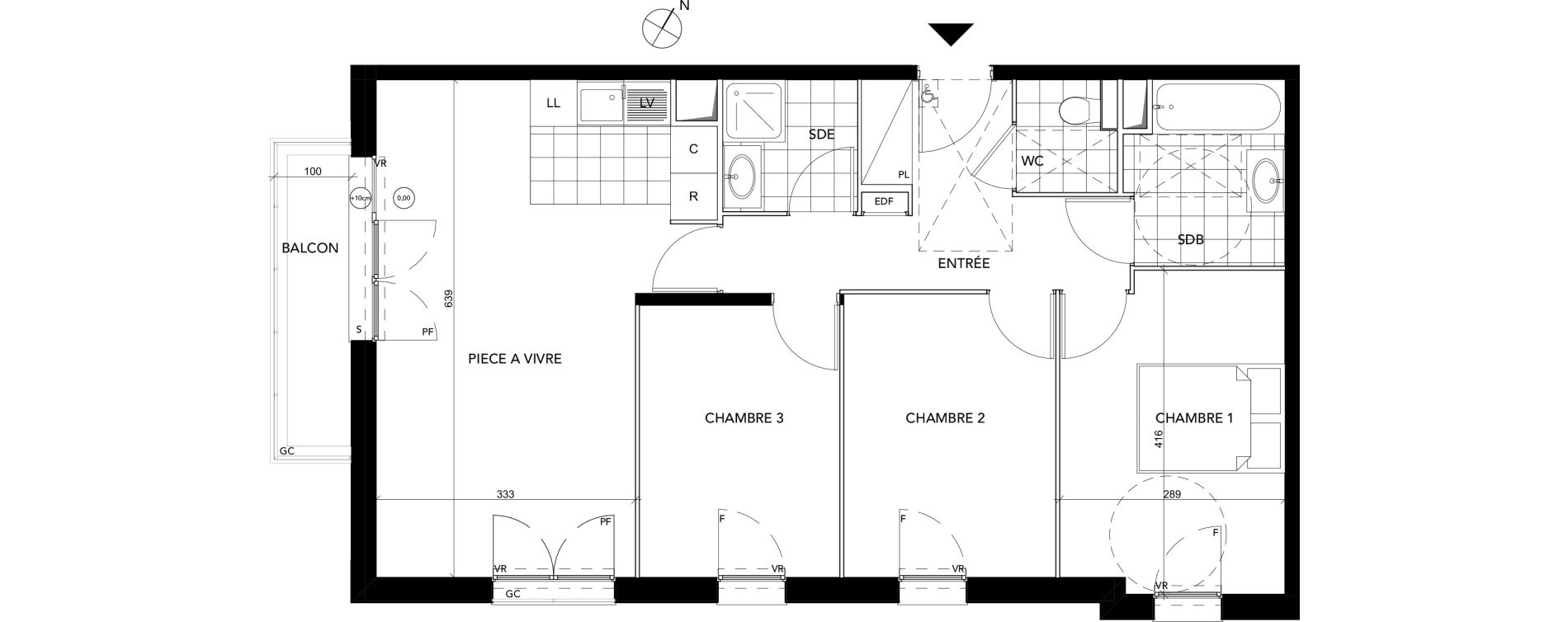 Appartement T4 de 72,07 m2 &agrave; Argenteuil Val notre dame