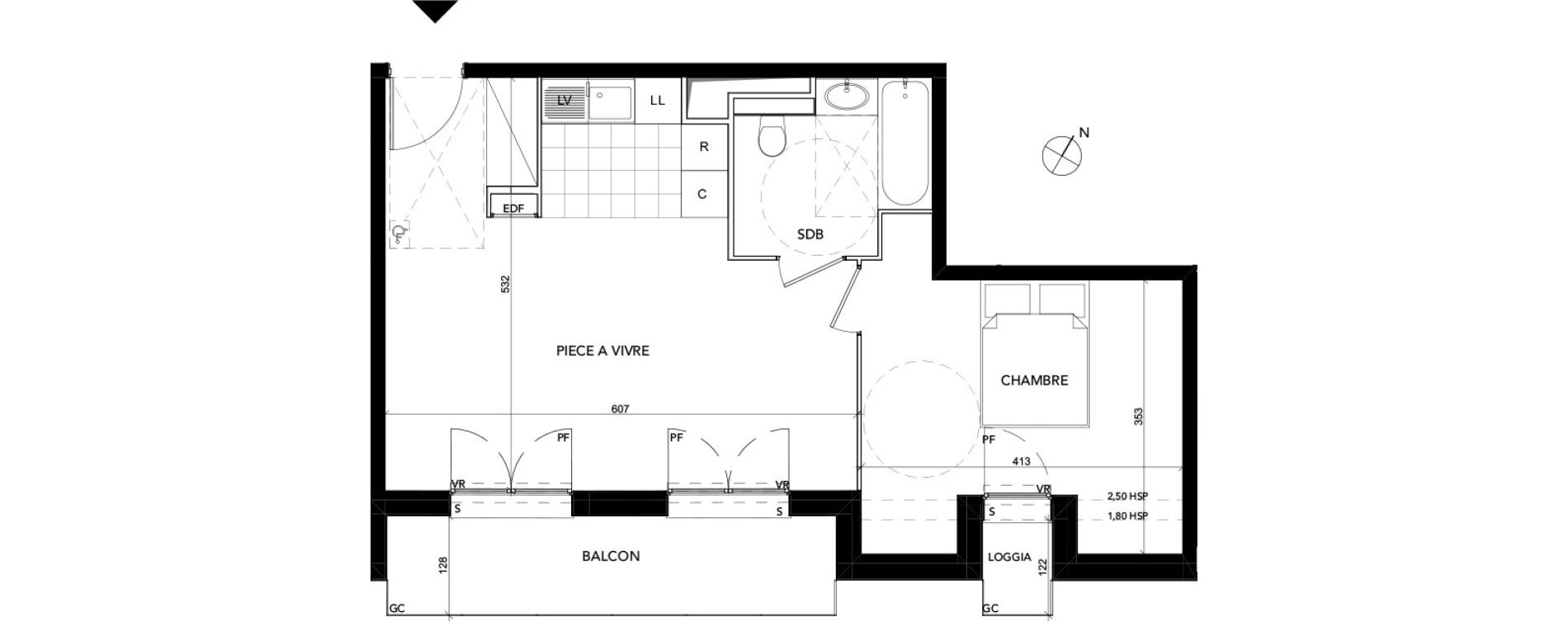 Appartement T2 de 45,51 m2 &agrave; Argenteuil Val notre dame