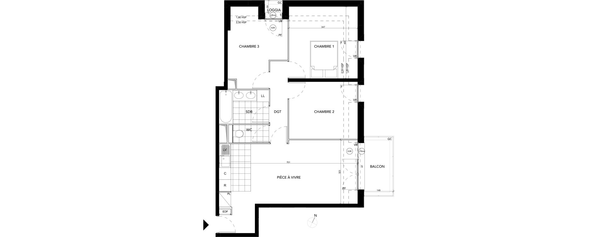 Appartement T4 de 62,06 m2 &agrave; Argenteuil Val notre dame