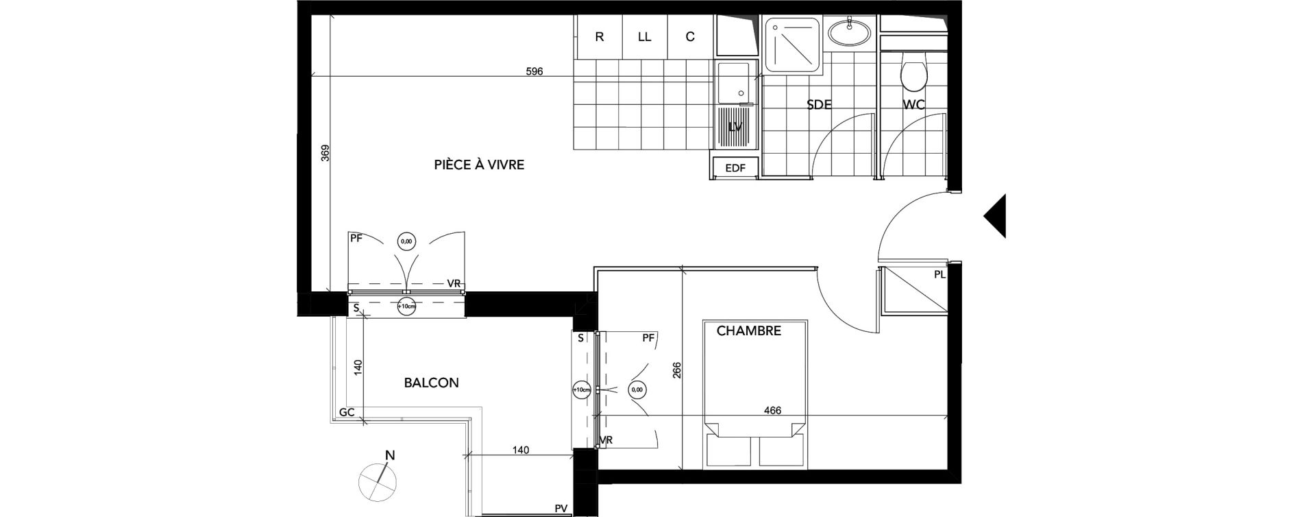 Appartement T2 de 40,72 m2 &agrave; Argenteuil Val notre dame