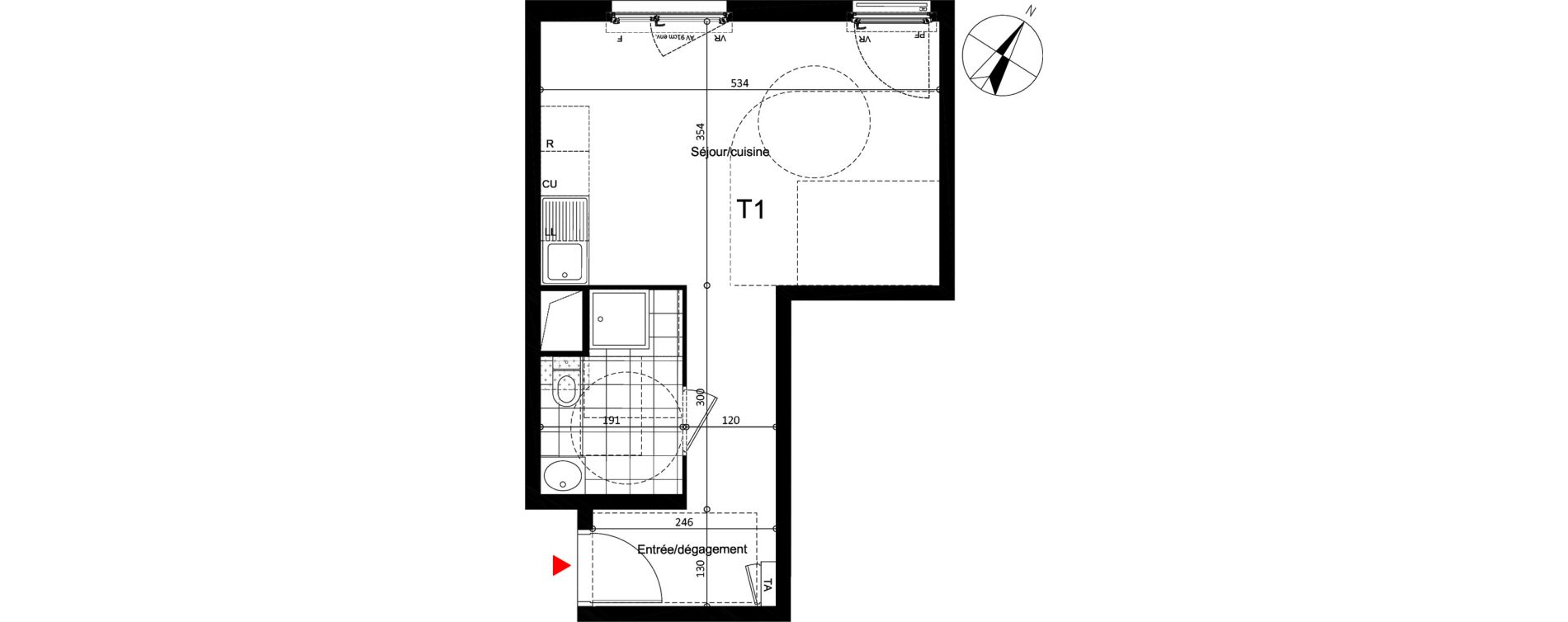 Appartement T1 de 30,35 m2 &agrave; Argenteuil Centre