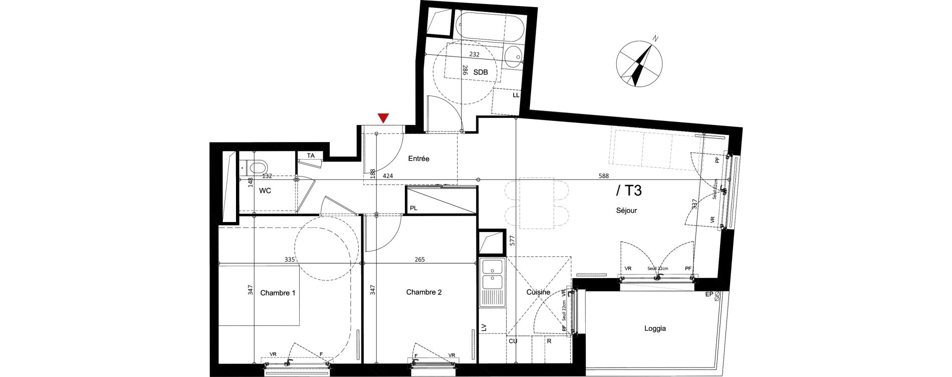 Appartement T3 de 59,97 m2 &agrave; Argenteuil Centre