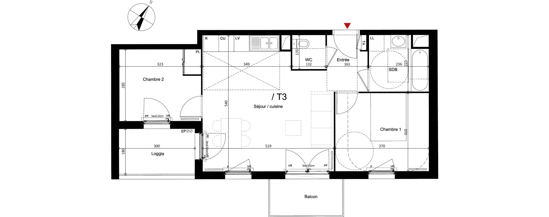 Appartement T3 de 55,93 m2 &agrave; Argenteuil Centre