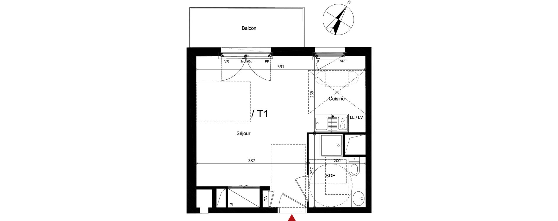 Appartement T1 de 29,38 m2 &agrave; Argenteuil Centre
