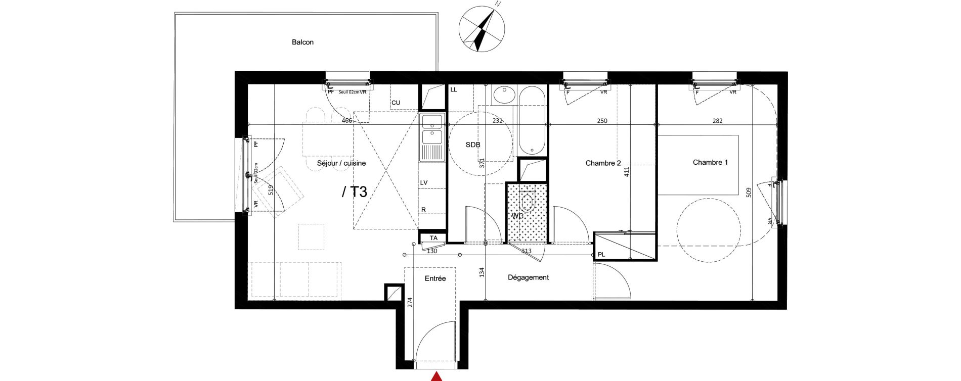 Appartement T3 de 62,93 m2 &agrave; Argenteuil Centre