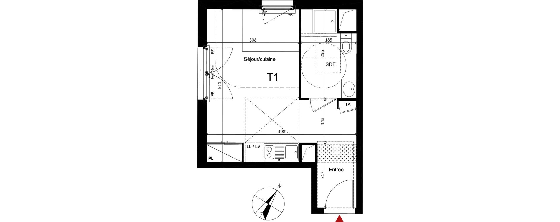 Appartement T1 de 25,97 m2 &agrave; Argenteuil Centre