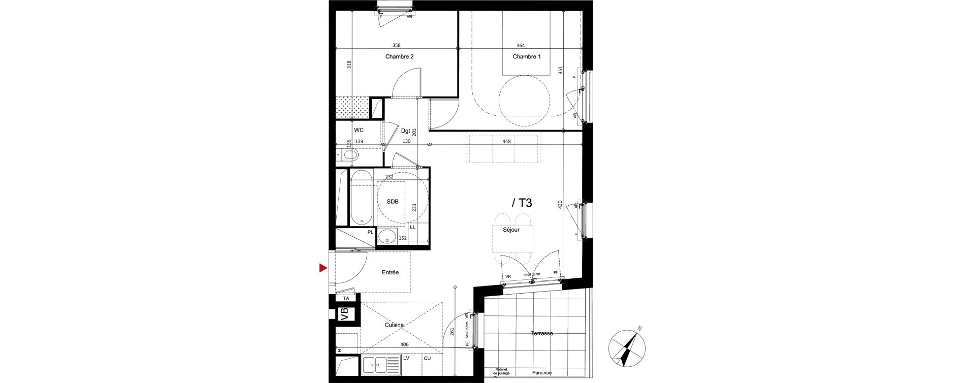 Appartement T3 de 65,90 m2 &agrave; Argenteuil Centre