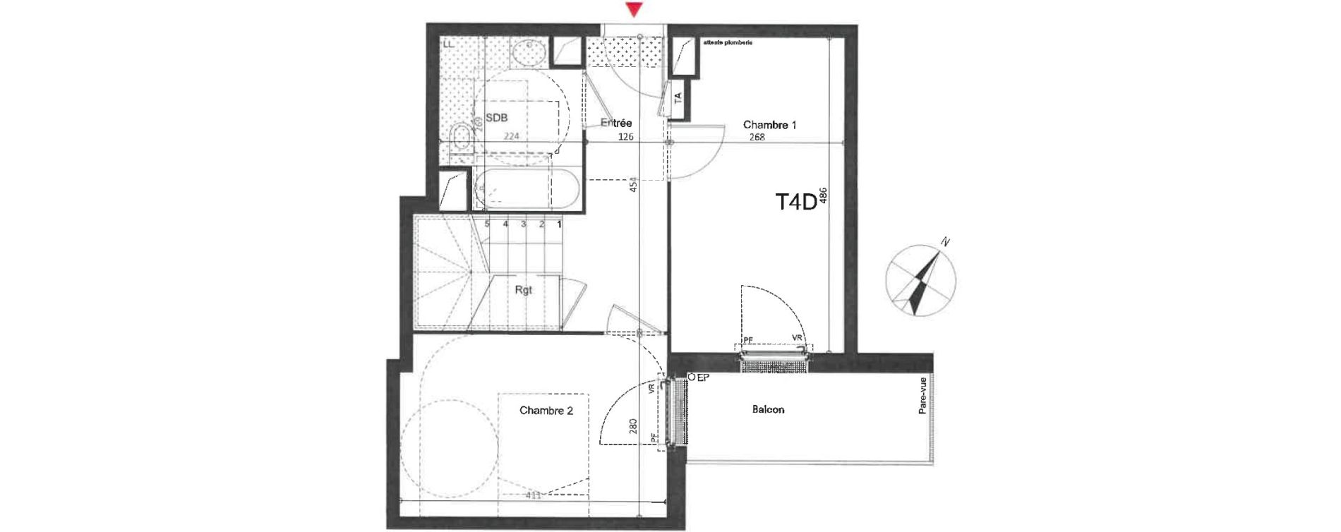 Duplex T4 de 84,13 m2 &agrave; Argenteuil Centre