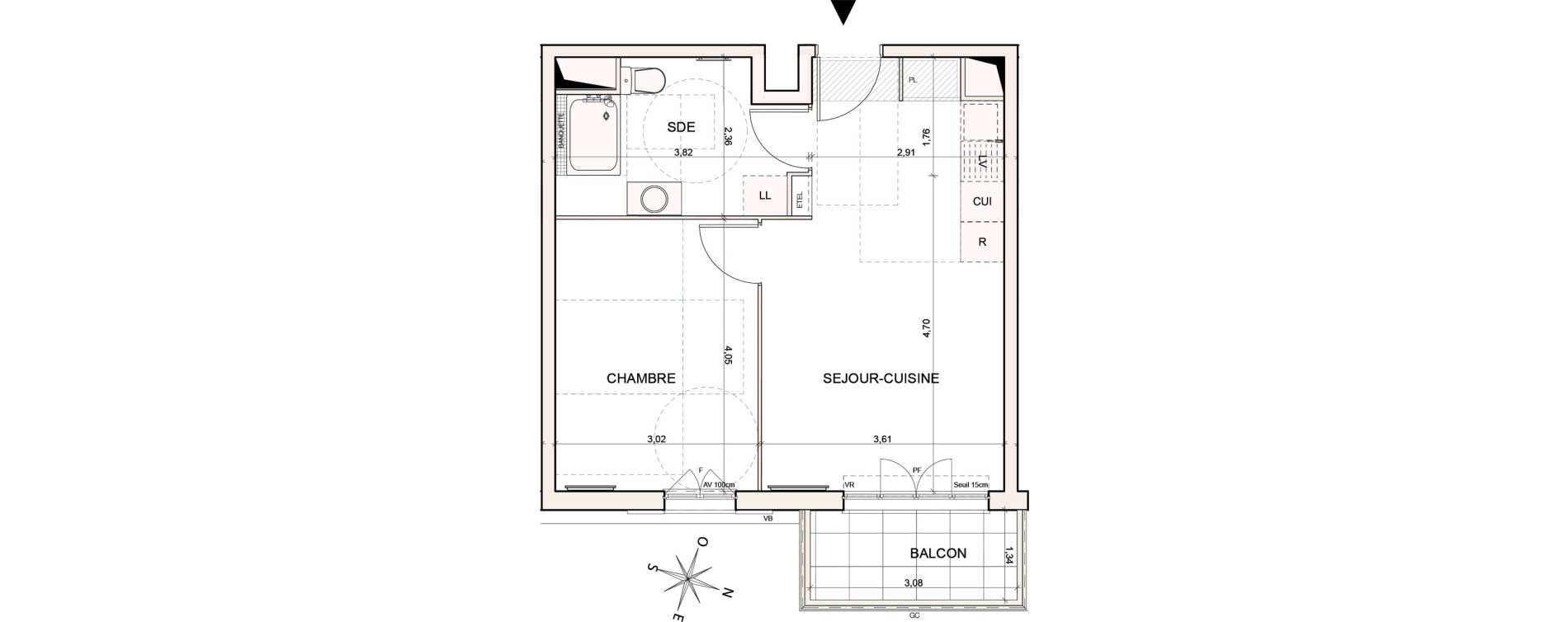 Appartement T2 de 41,32 m2 &agrave; Argenteuil Moulin sarrazin
