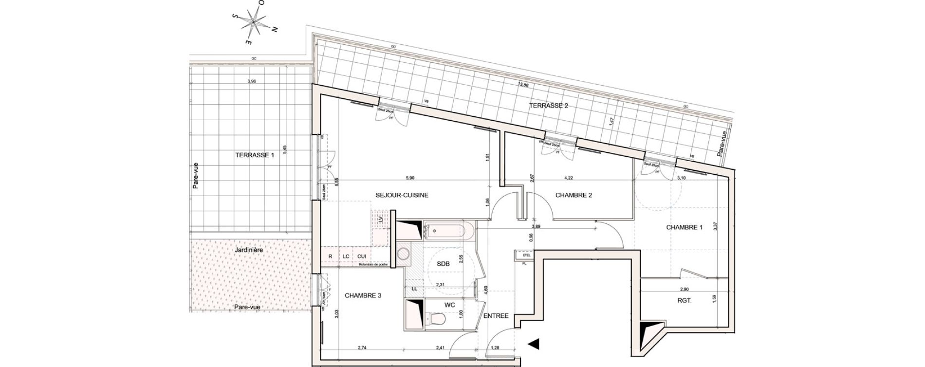 Appartement T4 de 79,37 m2 &agrave; Argenteuil Moulin sarrazin