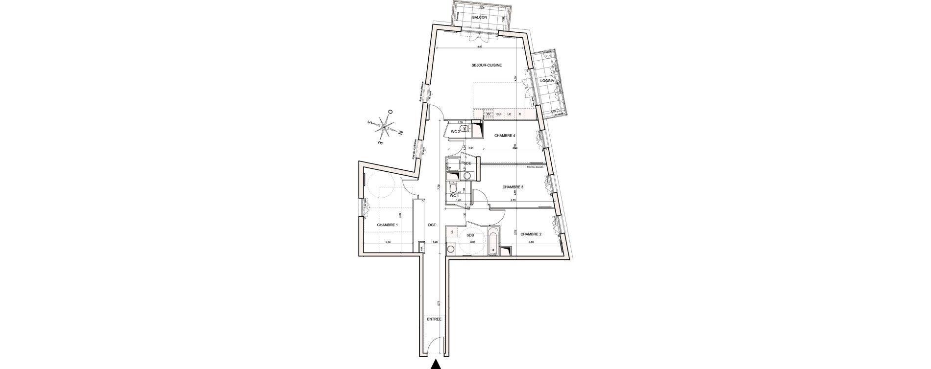 Appartement T5 de 107,22 m2 &agrave; Argenteuil Moulin sarrazin