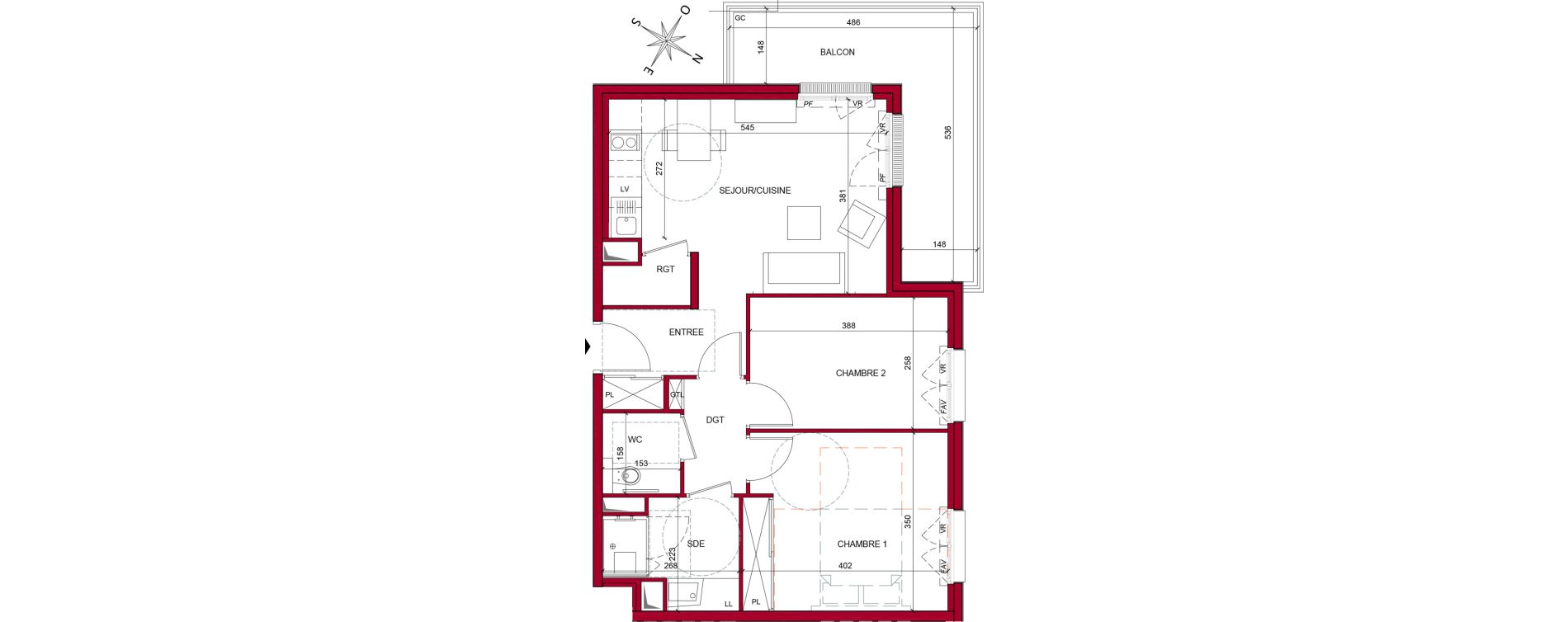 Appartement T3 meubl&eacute; de 59,30 m2 &agrave; Argenteuil Poirier fourrier