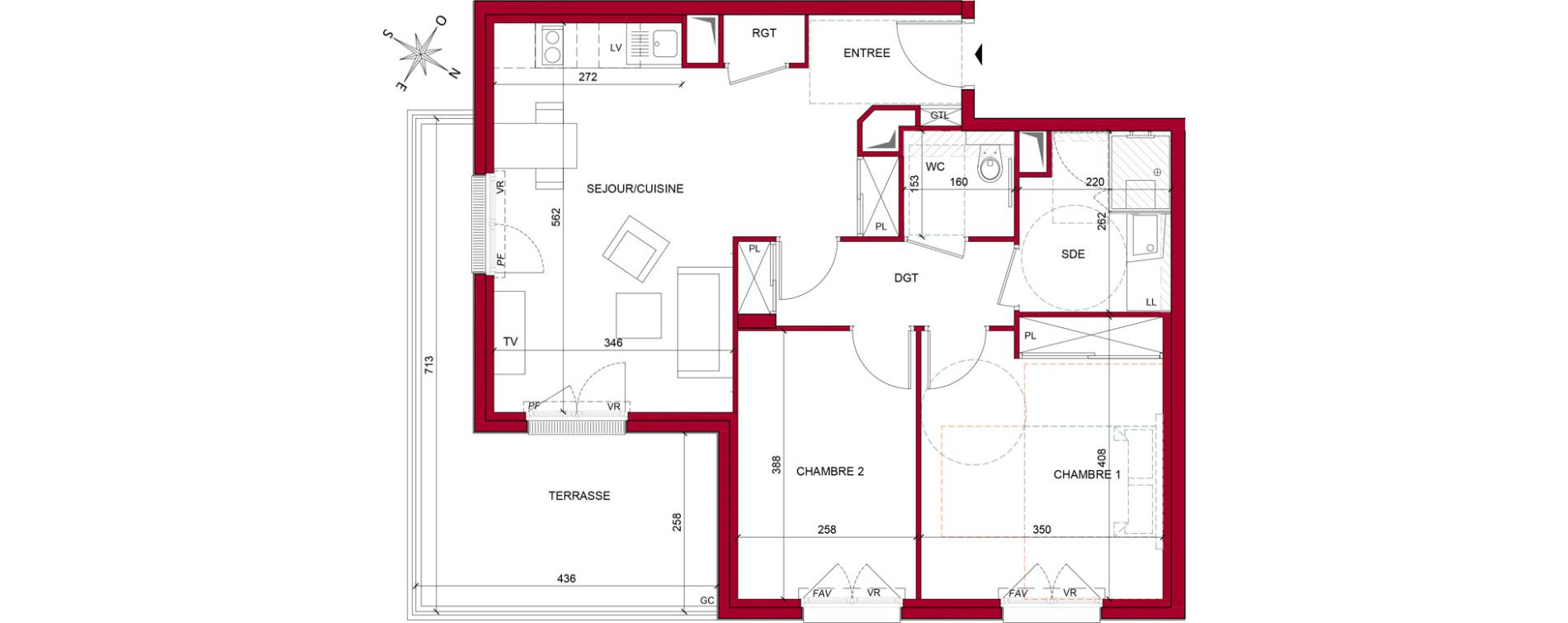 Appartement T3 meubl&eacute; de 64,14 m2 &agrave; Argenteuil Poirier fourrier