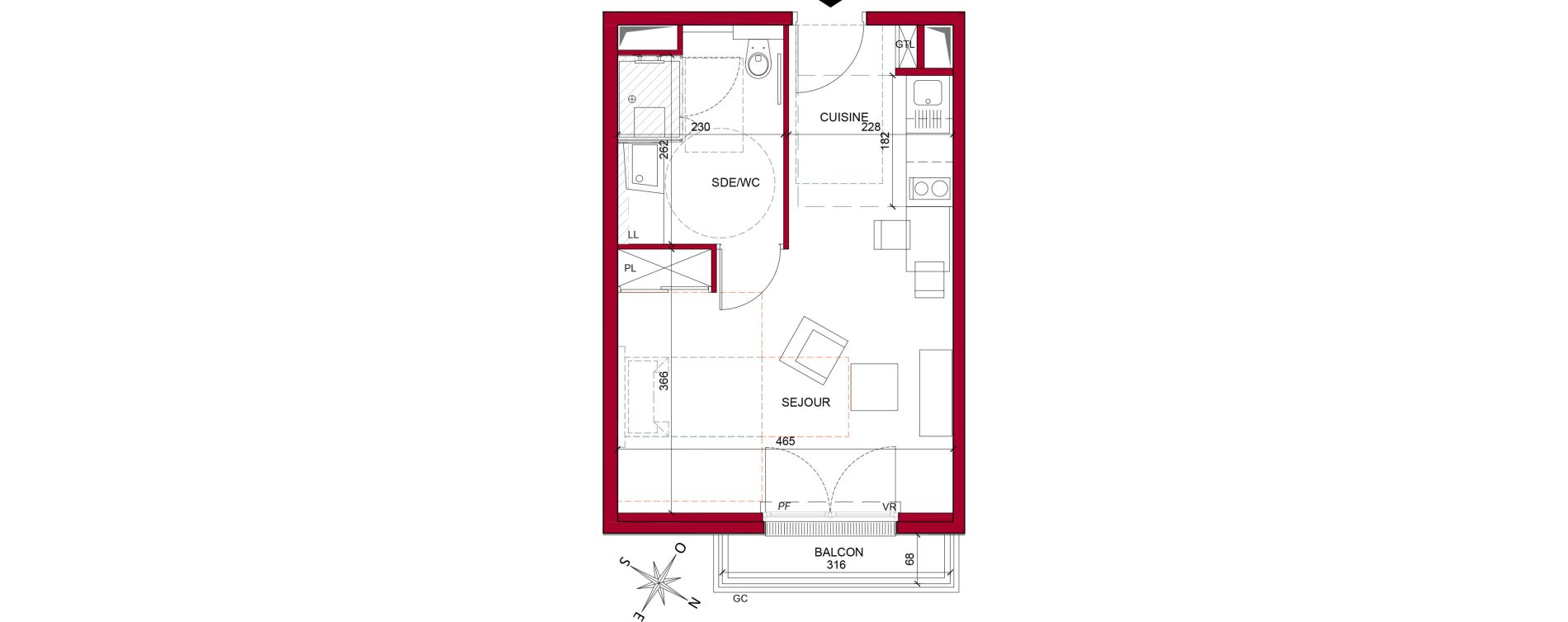 Appartement T1 de 30,12 m2 &agrave; Argenteuil Poirier fourrier