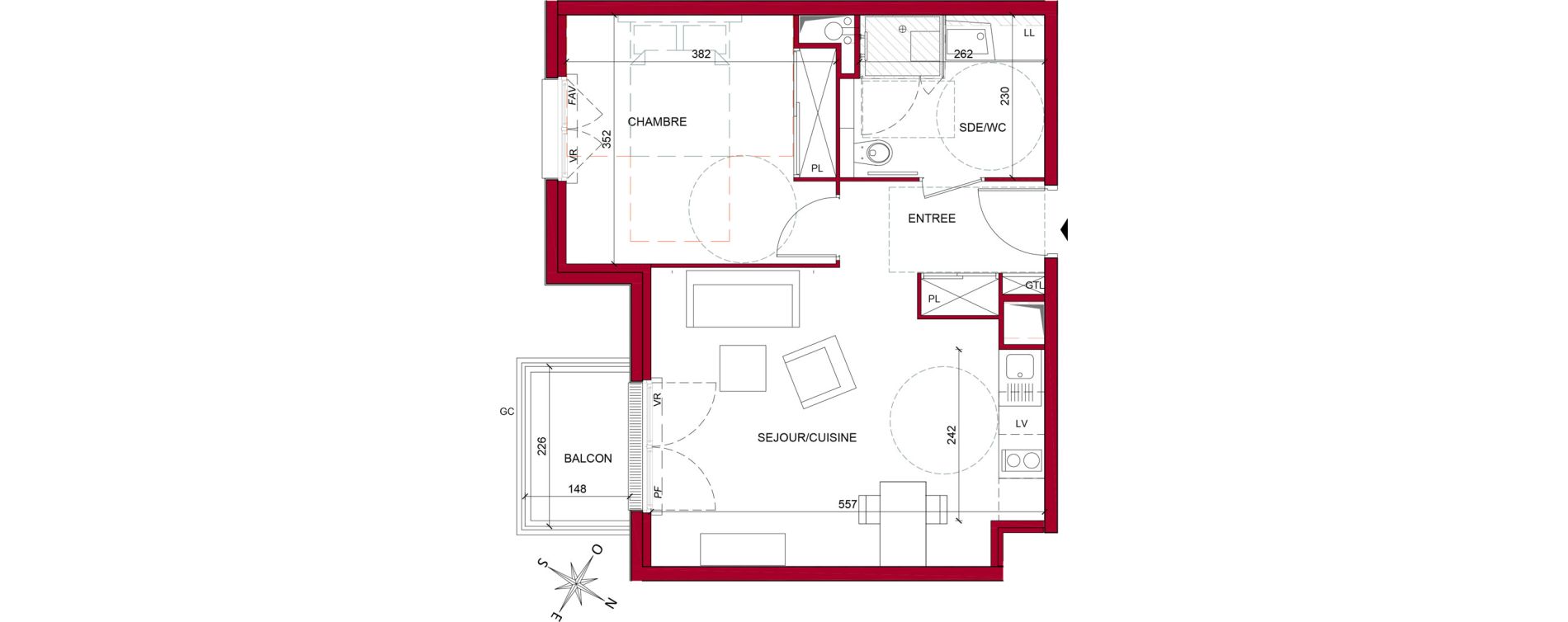 Appartement T2 meubl&eacute; de 45,36 m2 &agrave; Argenteuil Poirier fourrier