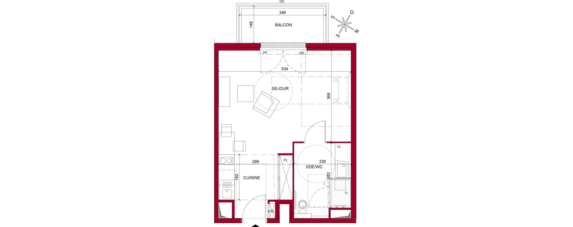 Appartement T1 meubl&eacute; de 34,22 m2 &agrave; Argenteuil Poirier fourrier
