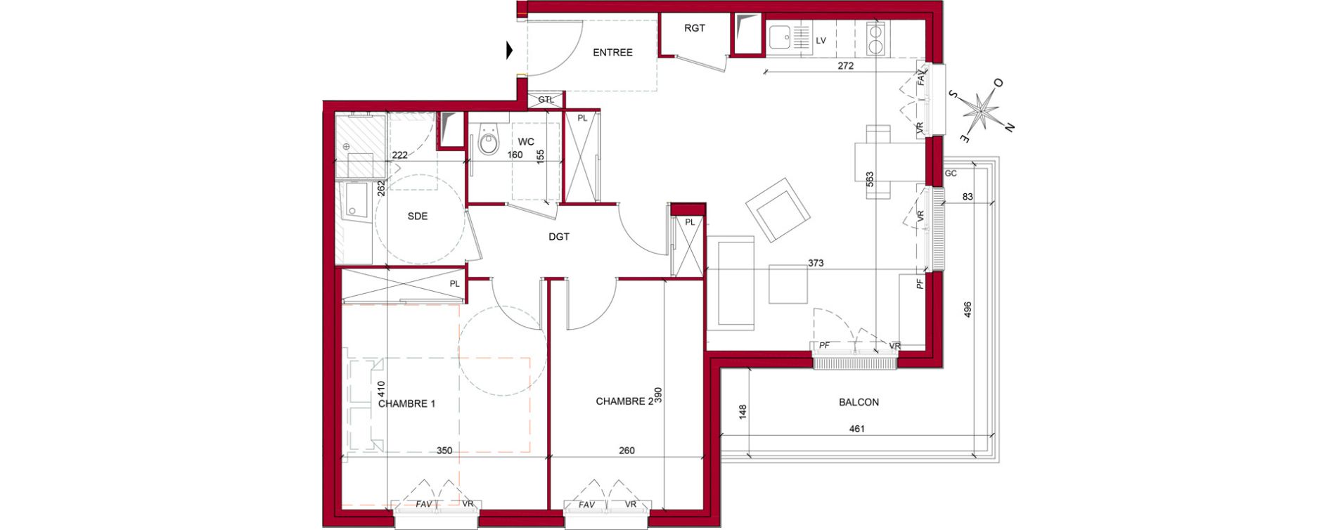 Appartement T3 meubl&eacute; de 66,08 m2 &agrave; Argenteuil Poirier fourrier
