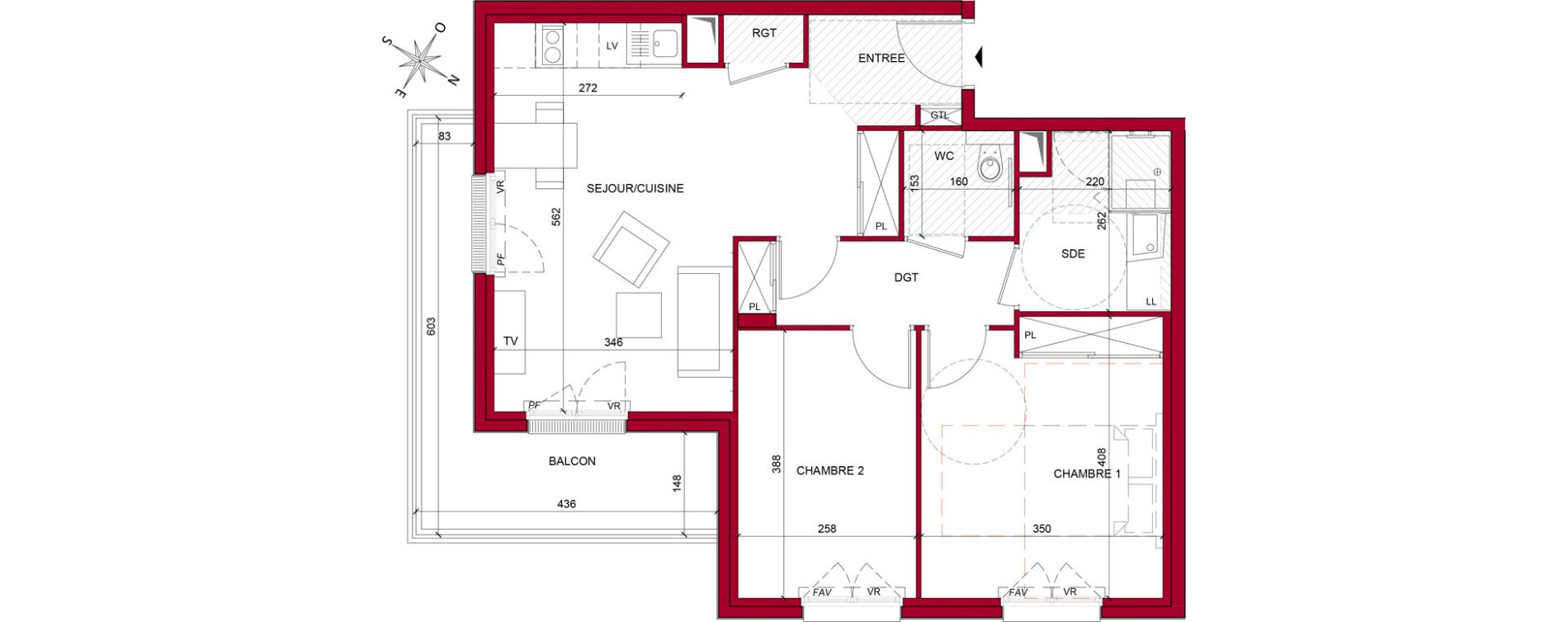 Appartement T3 meubl&eacute; de 64,56 m2 &agrave; Argenteuil Poirier fourrier