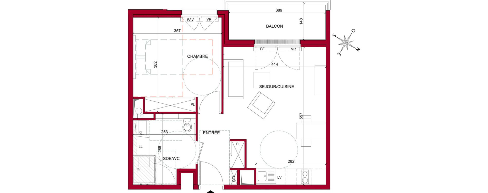 Appartement T2 meubl&eacute; de 45,07 m2 &agrave; Argenteuil Poirier fourrier
