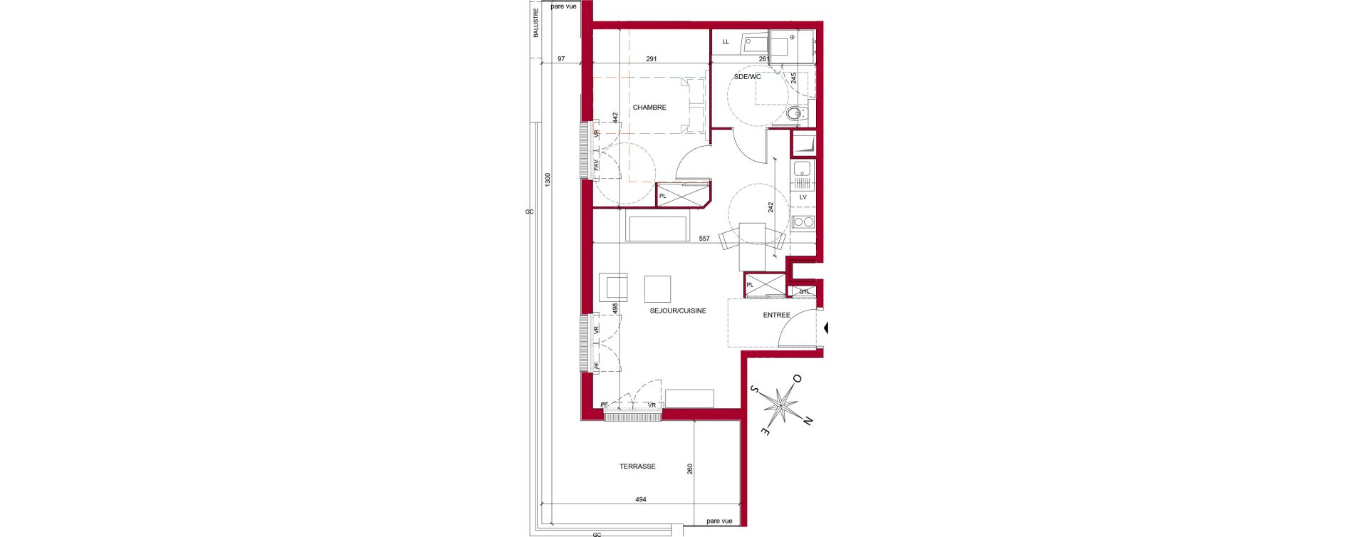Appartement T2 meubl&eacute; de 48,03 m2 &agrave; Argenteuil Poirier fourrier