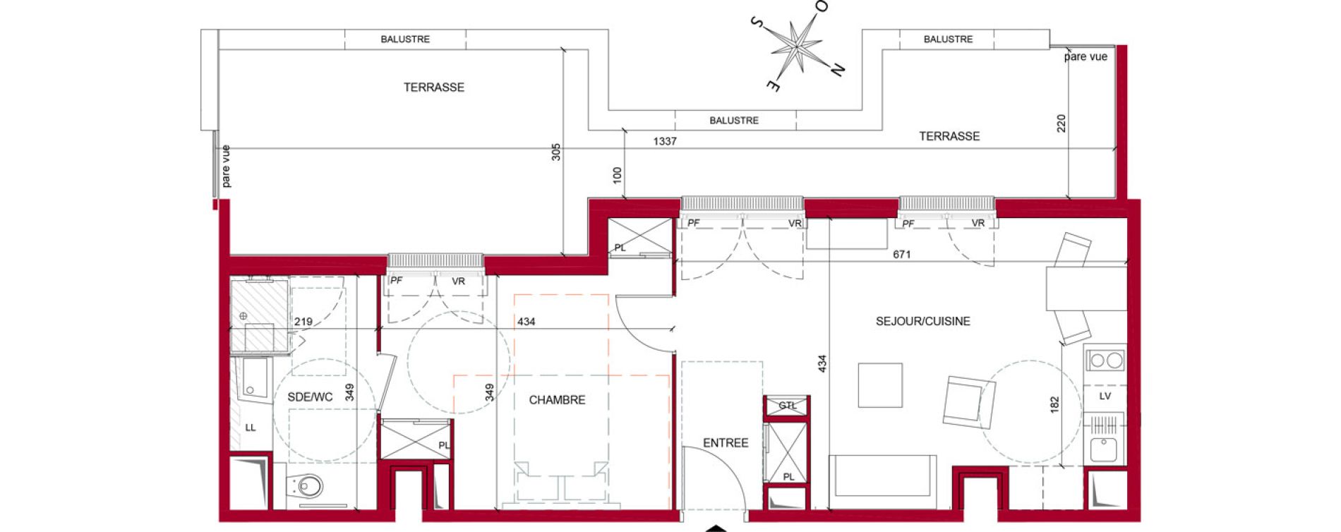 Appartement T2 meubl&eacute; de 49,78 m2 &agrave; Argenteuil Poirier fourrier