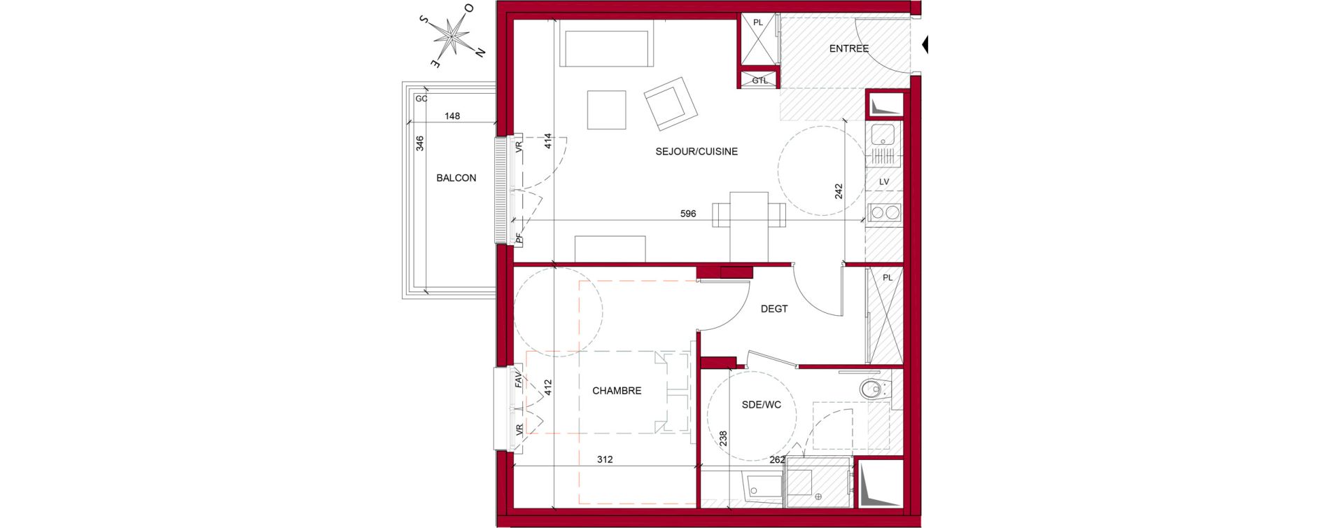 Appartement T2 meubl&eacute; de 53,16 m2 &agrave; Argenteuil Poirier fourrier