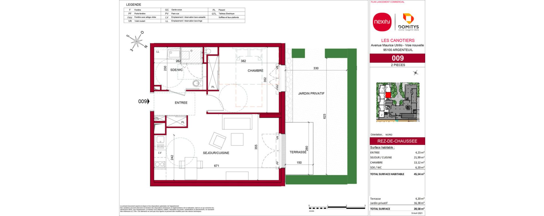Appartement T2 meubl&eacute; de 45,54 m2 &agrave; Argenteuil Poirier fourrier