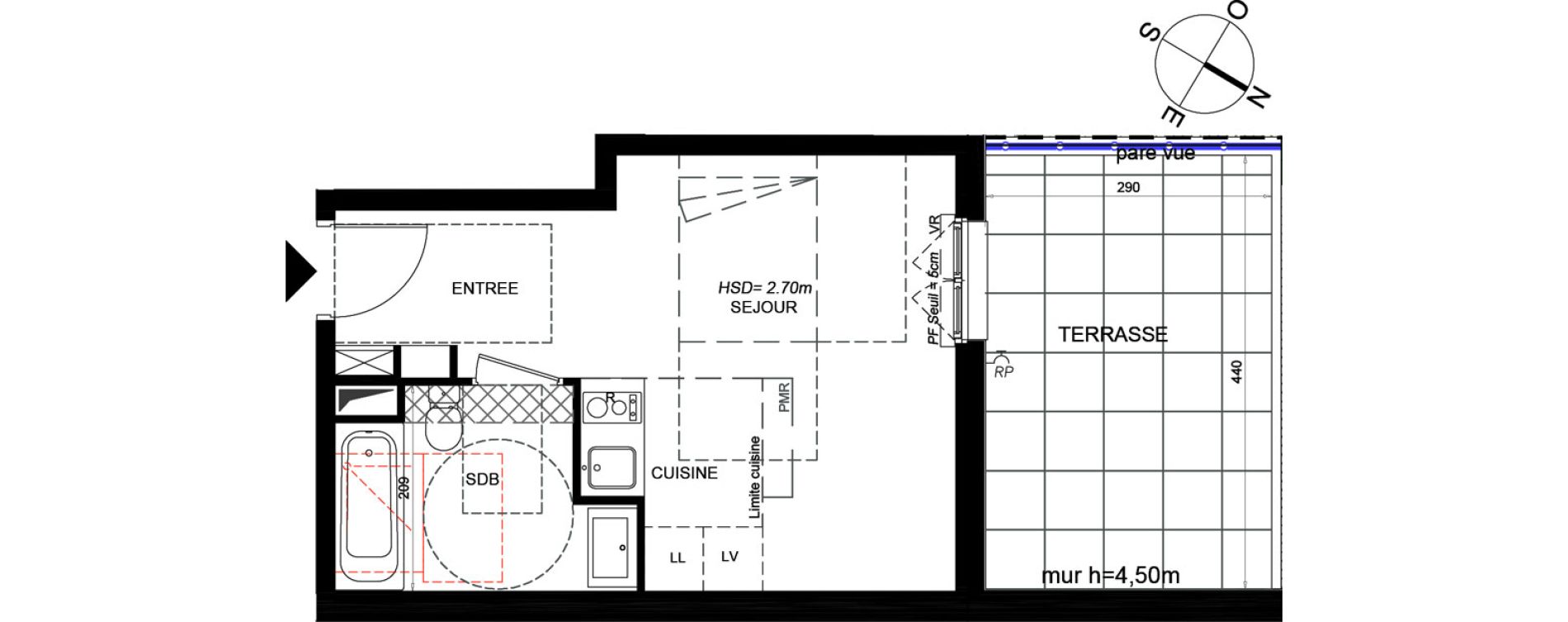 Appartement T1 de 25,45 m2 &agrave; Argenteuil Centre