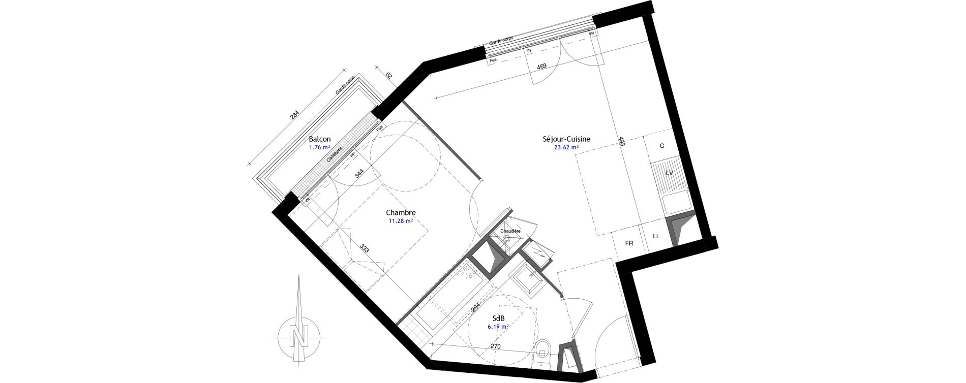 Appartement T2 de 41,09 m2 &agrave; Argenteuil Grandes fontaines