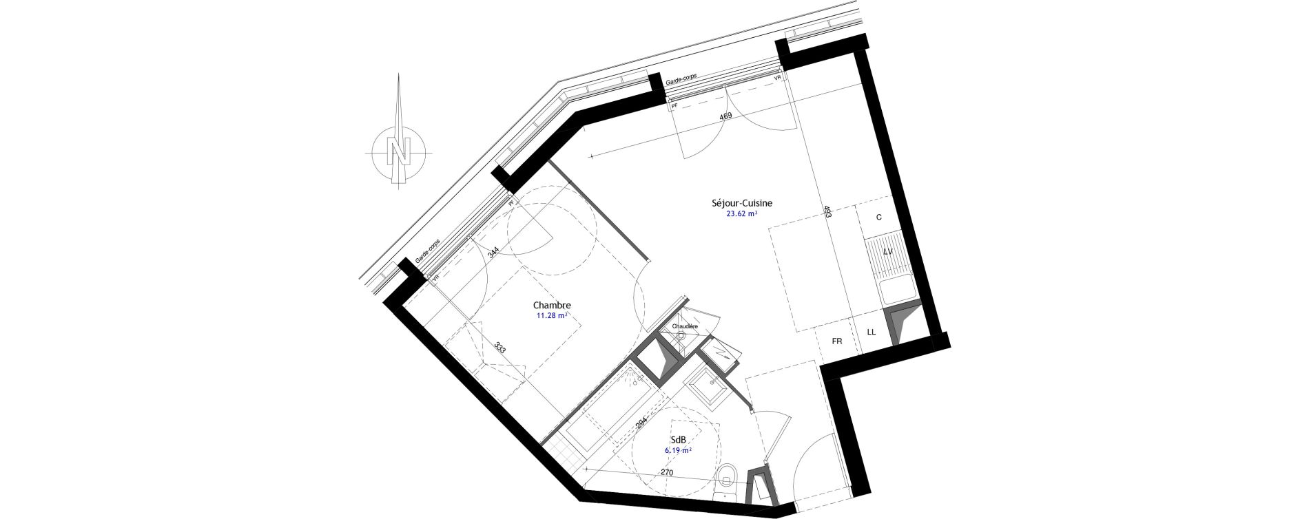 Appartement T2 de 41,09 m2 &agrave; Argenteuil Grandes fontaines