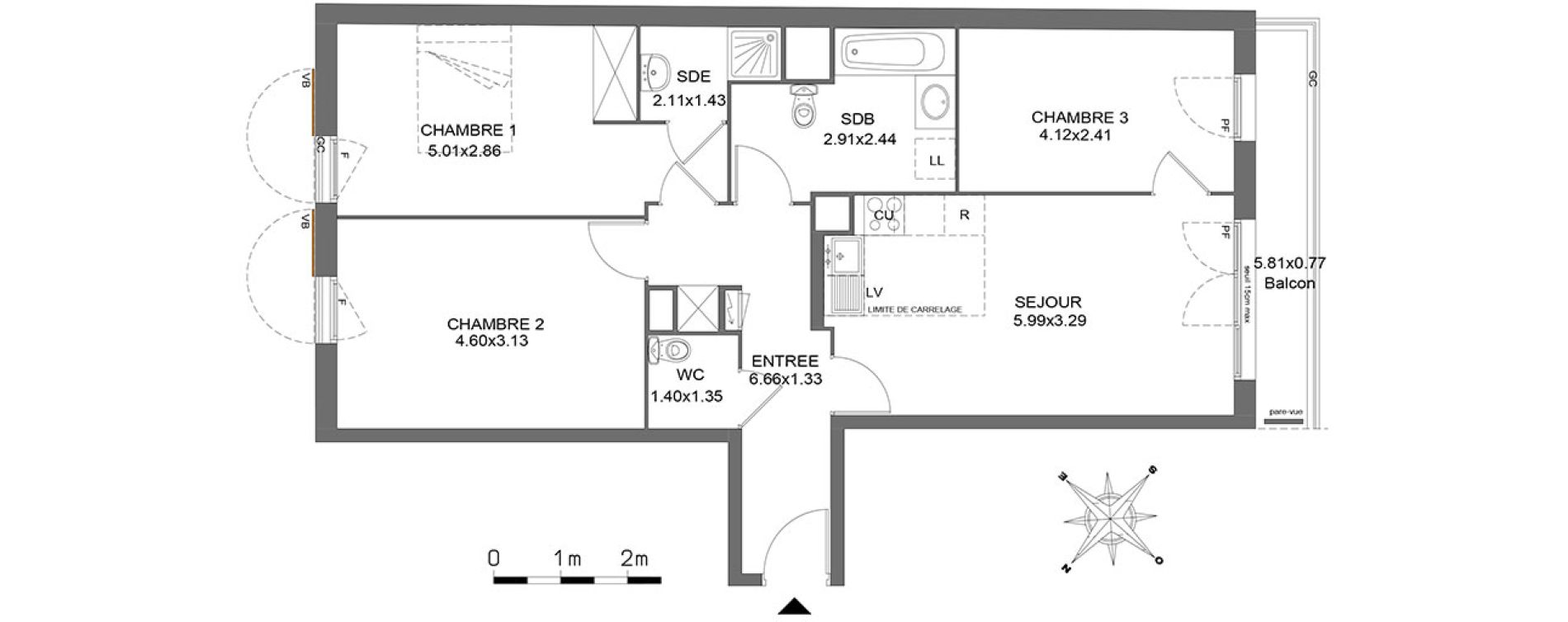 Appartement T4 de 78,76 m2 &agrave; Argenteuil Val d argent sud