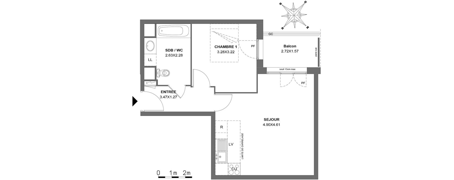 Appartement T2 de 43,56 m2 &agrave; Argenteuil Val d argent sud