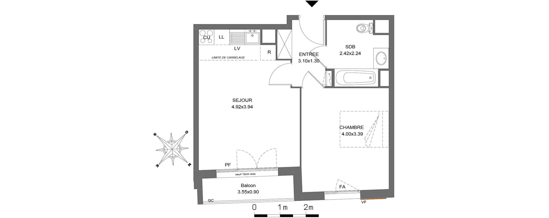 Appartement T2 de 42,44 m2 &agrave; Argenteuil Val d argent sud