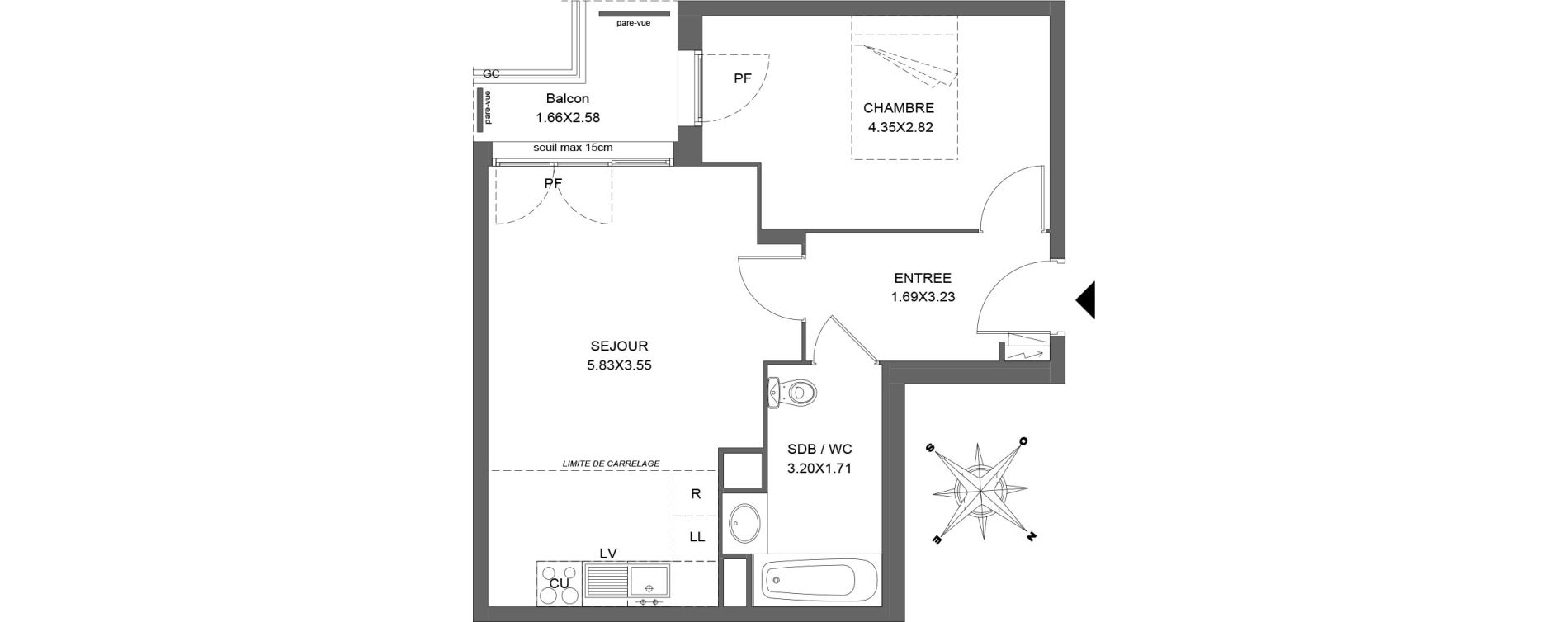 Appartement T2 de 43,73 m2 &agrave; Argenteuil Val d argent sud
