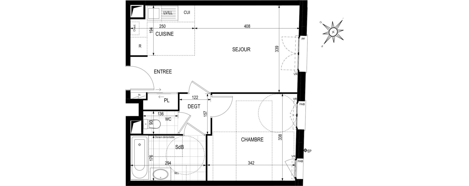 Appartement T2 de 42,37 m2 &agrave; Argenteuil Centre