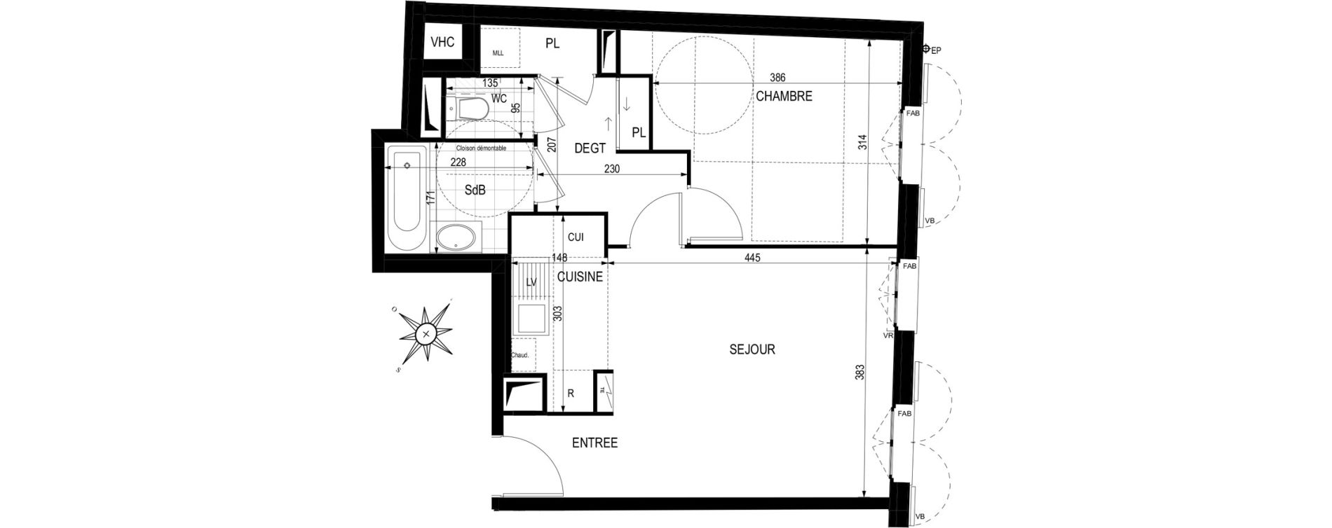 Appartement T2 de 45,45 m2 &agrave; Argenteuil Centre