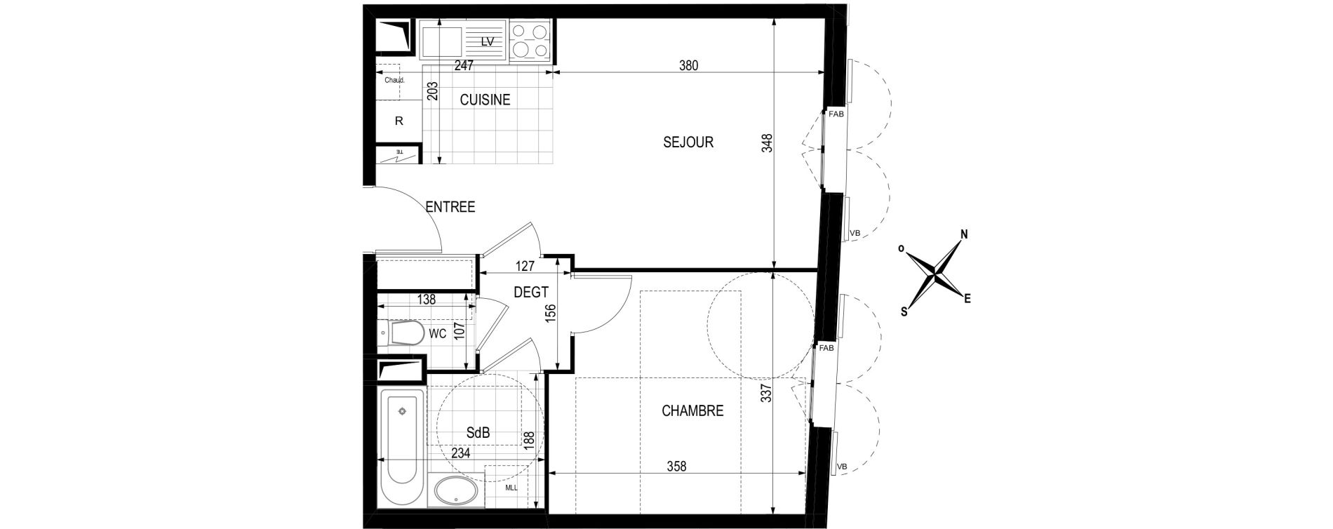 Appartement T2 de 40,68 m2 &agrave; Argenteuil Centre