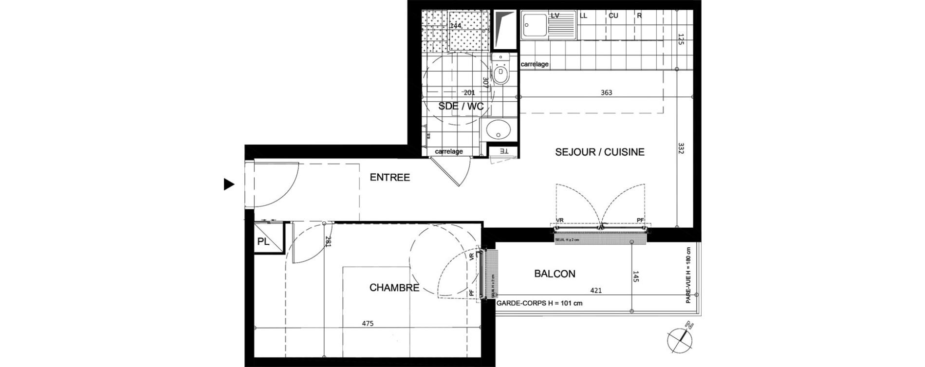 Appartement T2 de 42,70 m2 &agrave; Argenteuil Centre