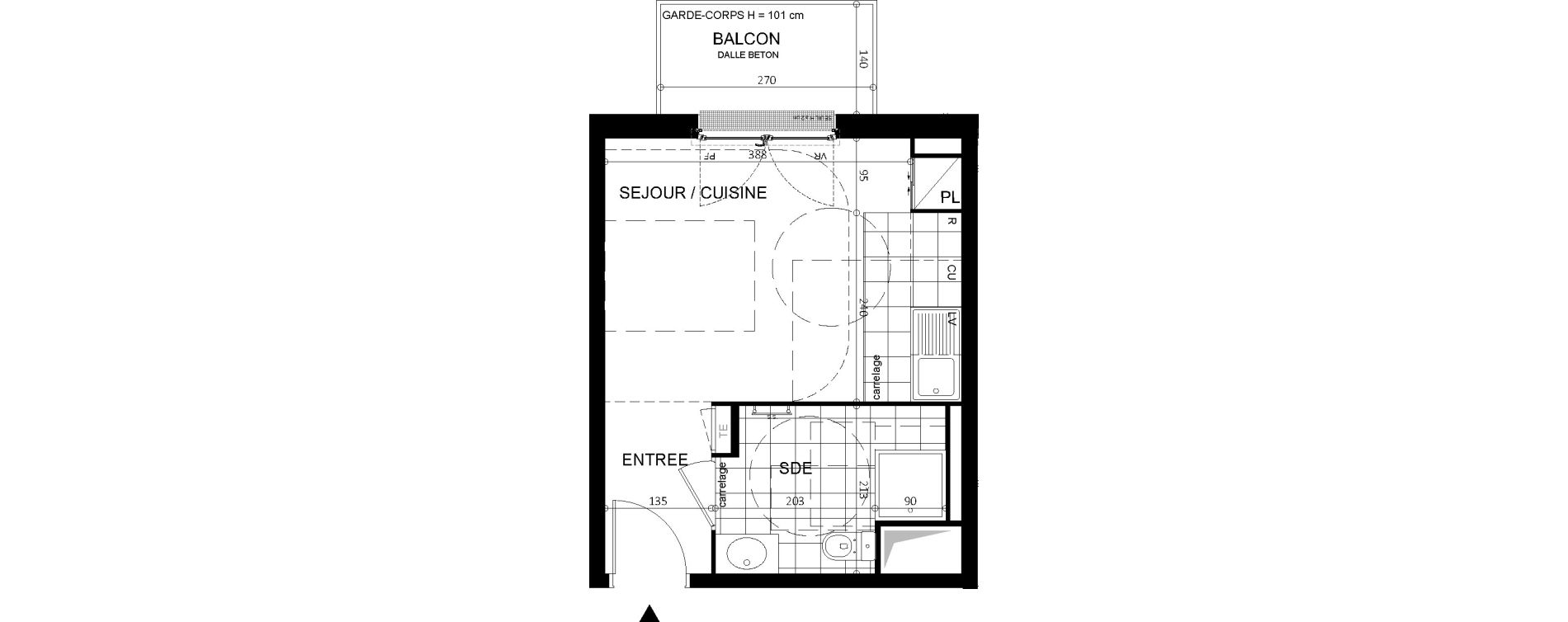 Appartement T1 de 23,40 m2 &agrave; Argenteuil Centre